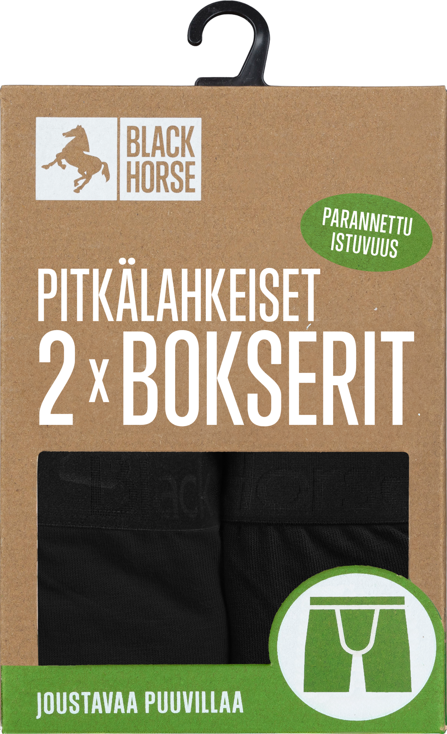 Black Horse I204 pitkälahje bokserit 2kpl/pkt