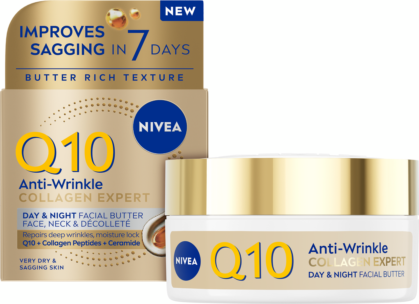 NIVEA 50ml Q10 Anti-Wrinkle Collagen Expert Day & Night Facial Butter -kasvovoi