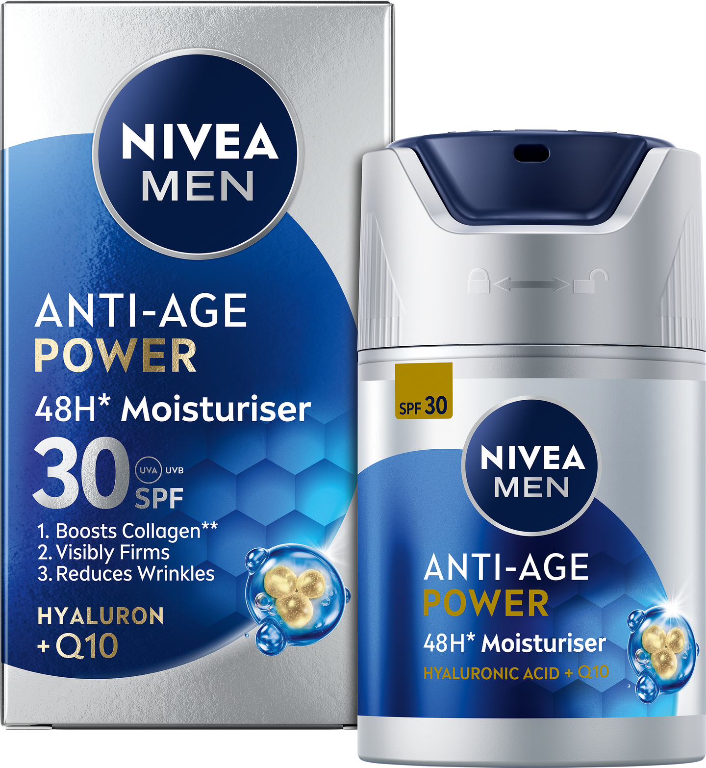 NIVEA MEN 50ml Anti-Age Power 48H Moisturiser SPF30 -kasvovoide