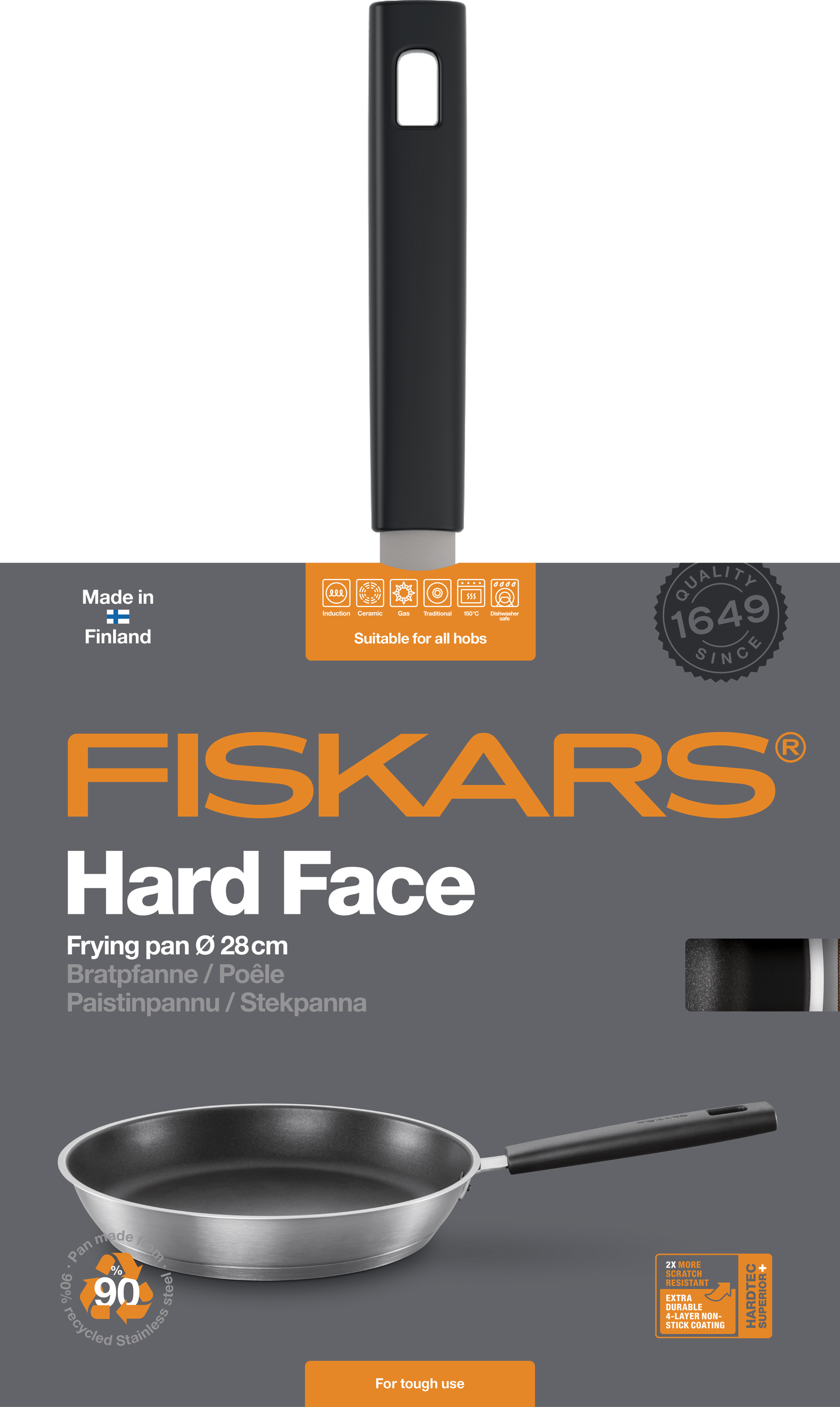 Fiskars Hard Face teräs paistinpannu 28 cm