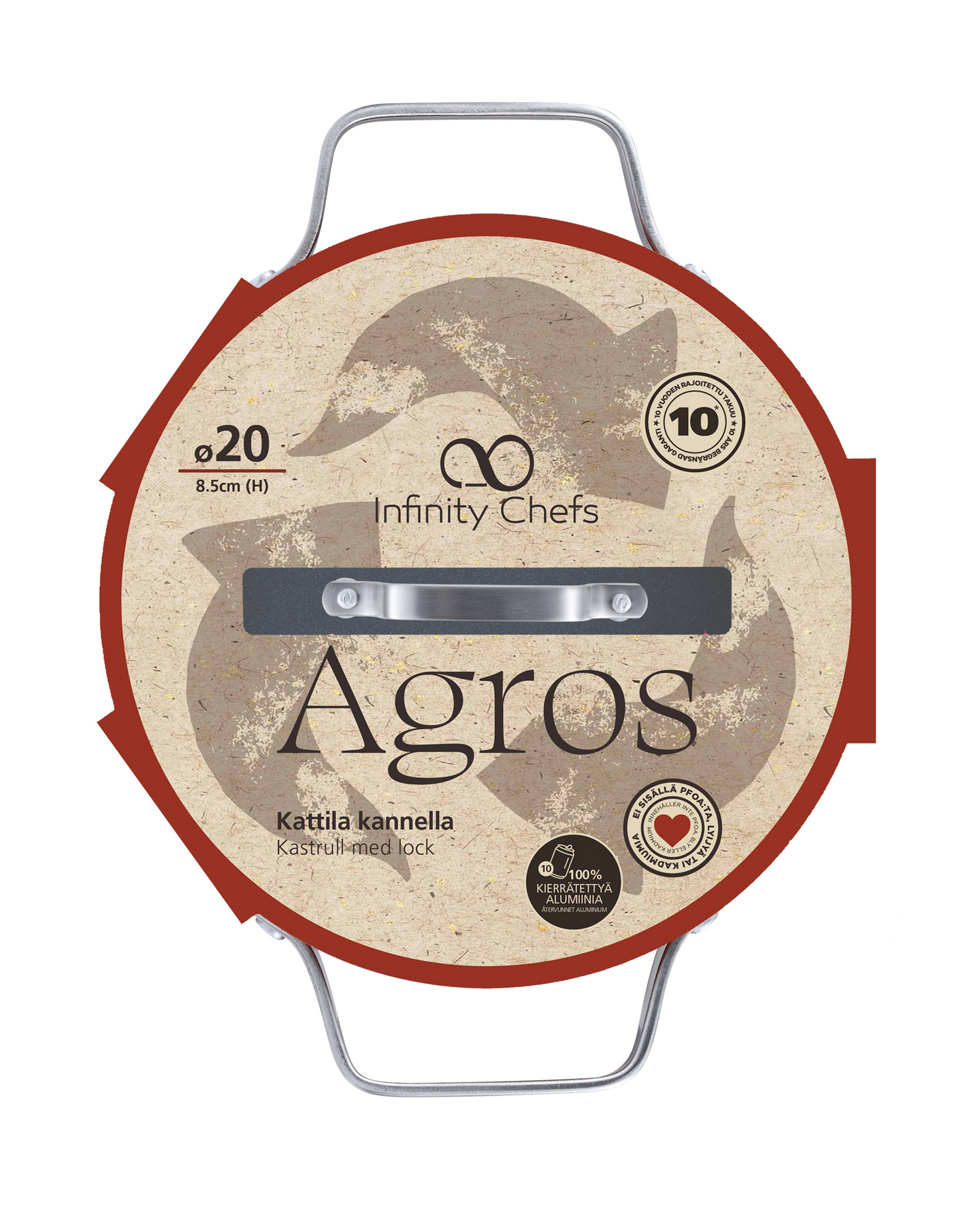 Infinity Chefs Agros kattila+kansi 2,4L/20 cm