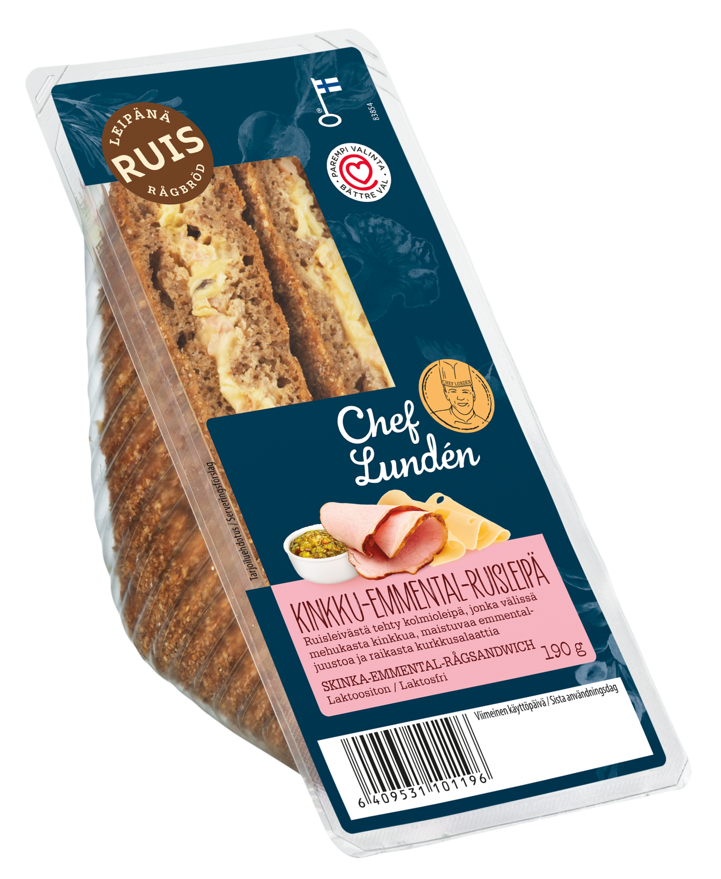 Chef Lundén kinkku-emmental-ruiskolmioleipä 190g
