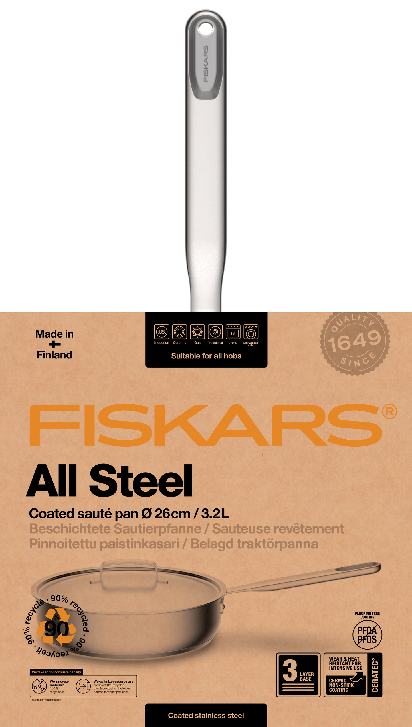 Fiskars All Steel paistokasari 26 cm