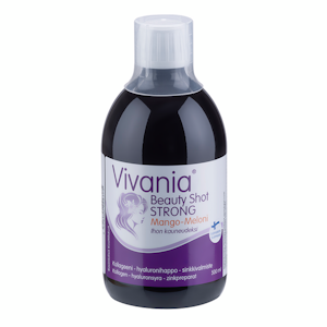 Vivania Beauty Shot Strong kollageeni-hyaluronihappo-sinkki 500ml mango-meloni