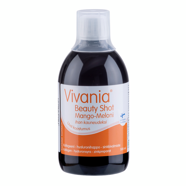 Vivania Beauty Shot Mango-Meloni Kollageeni-hyaluronihappo-sinkki 500 ml