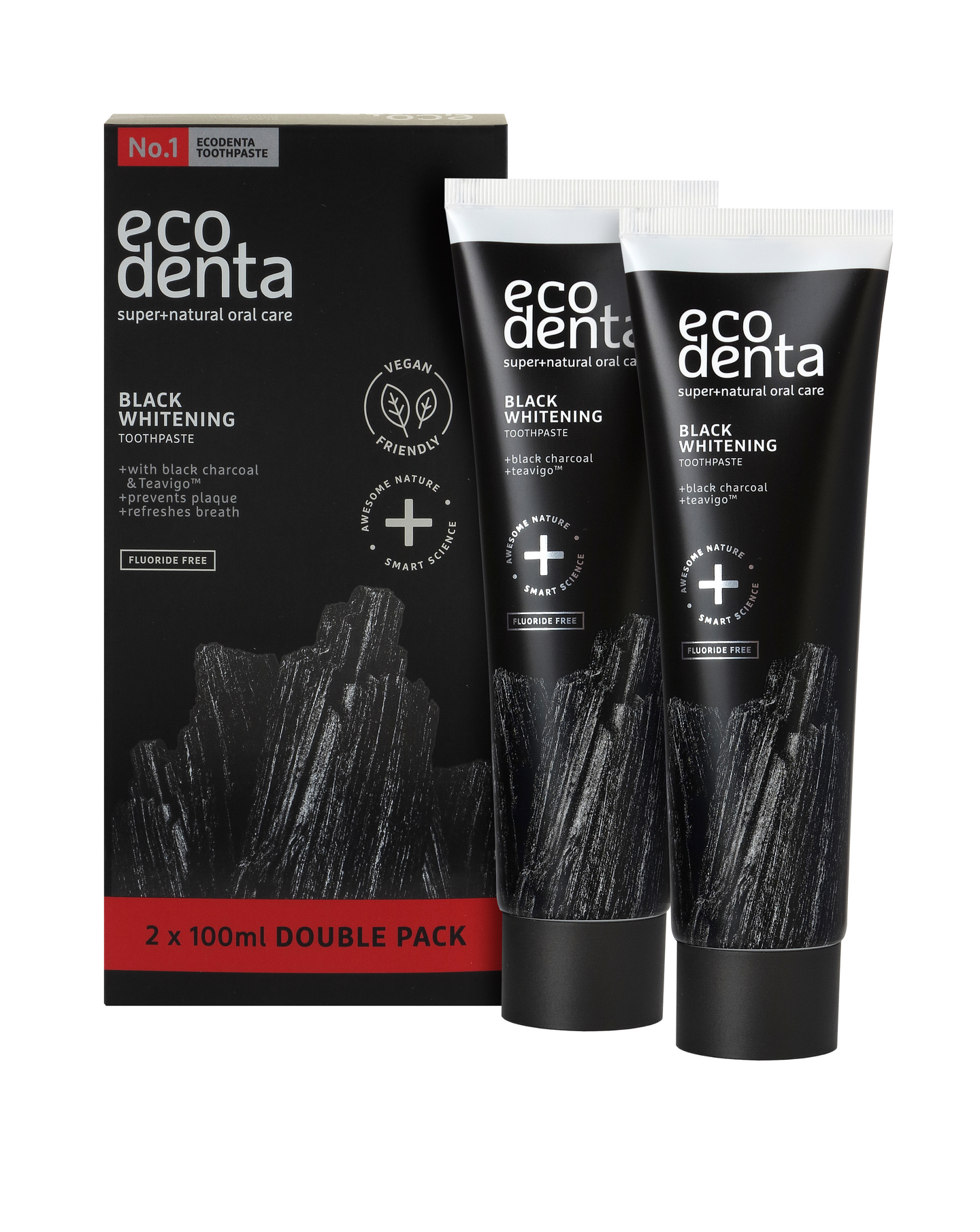 Ecodenta Black Whitening valkaiseva hiilihammastahna tuplapakkaus 2x100ml