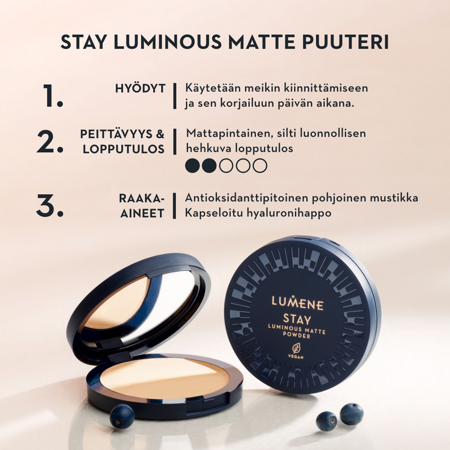 Lumene Stay Luminous Matte puuteri 2