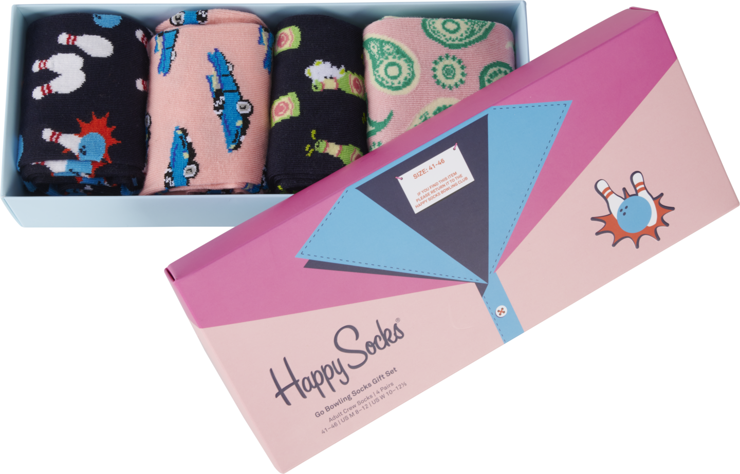 Happy Socks Go Bowling 4pr sukkia lahjalaatikossa
