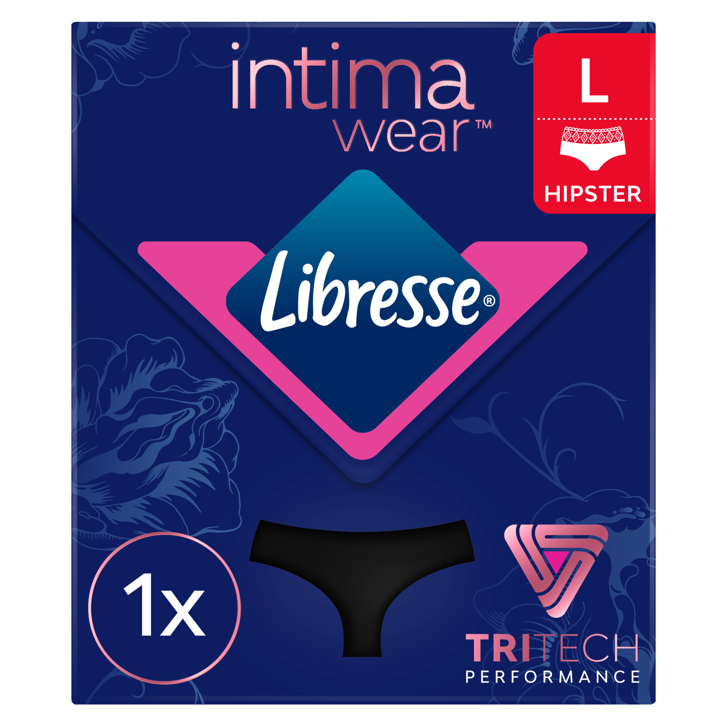 Libresse Intimawear Hipster kuukautisalushousut musta L 1kpl