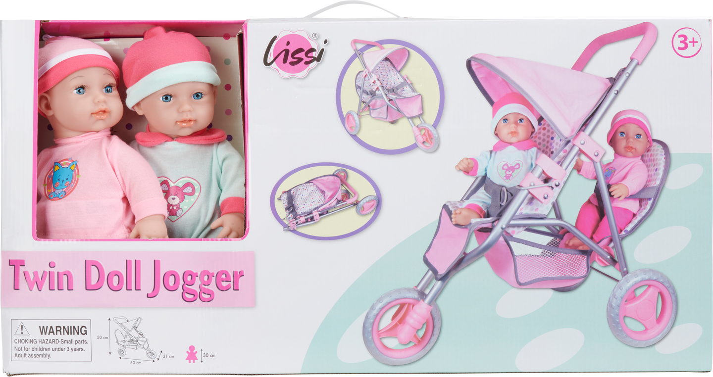 Lissi kaksosnuket 28cm + kaksosrattaat