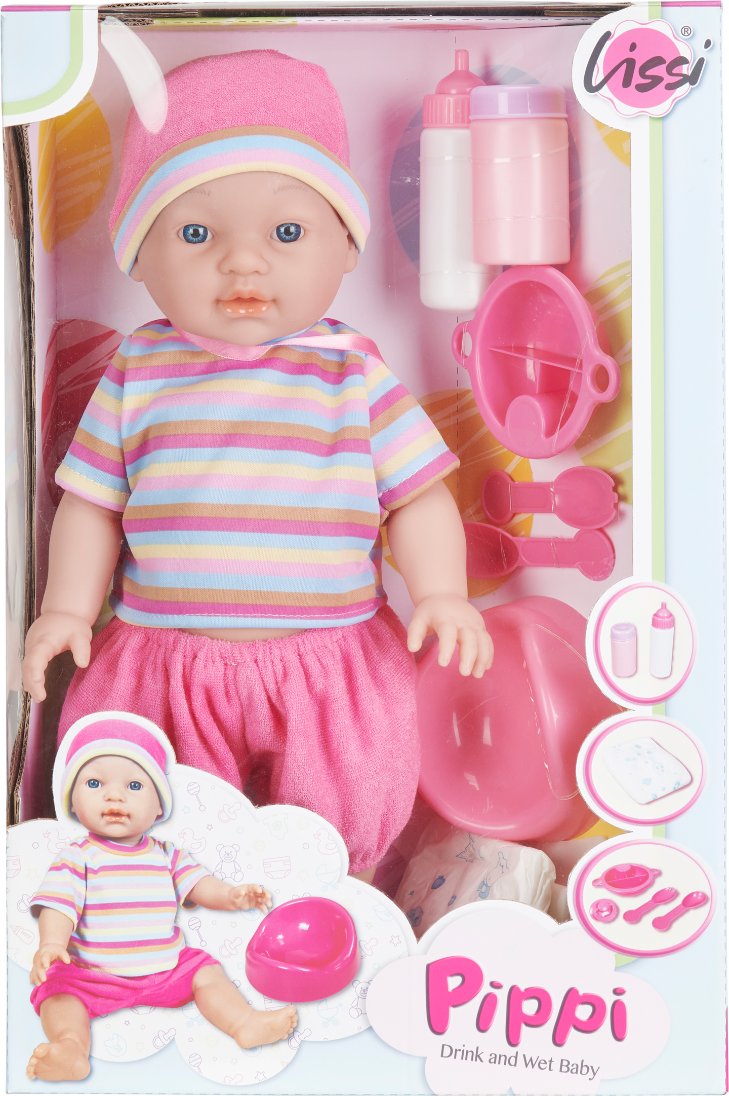 Lissi vauvanukke 43 cm  + tarvikkeita
