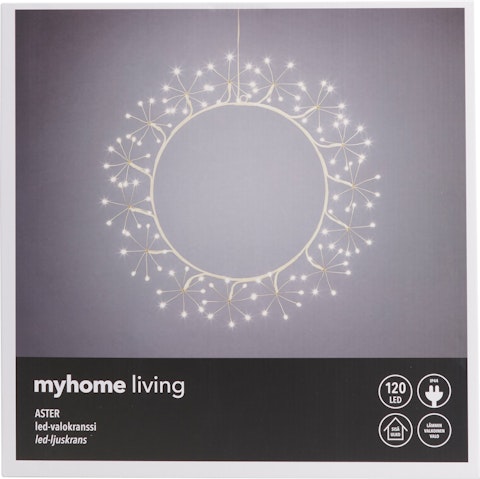 myhome Aster kranssi 120LED 35 cm IP44