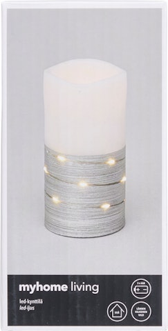 myhome LED-kynttilä 7,5x15cm hopea