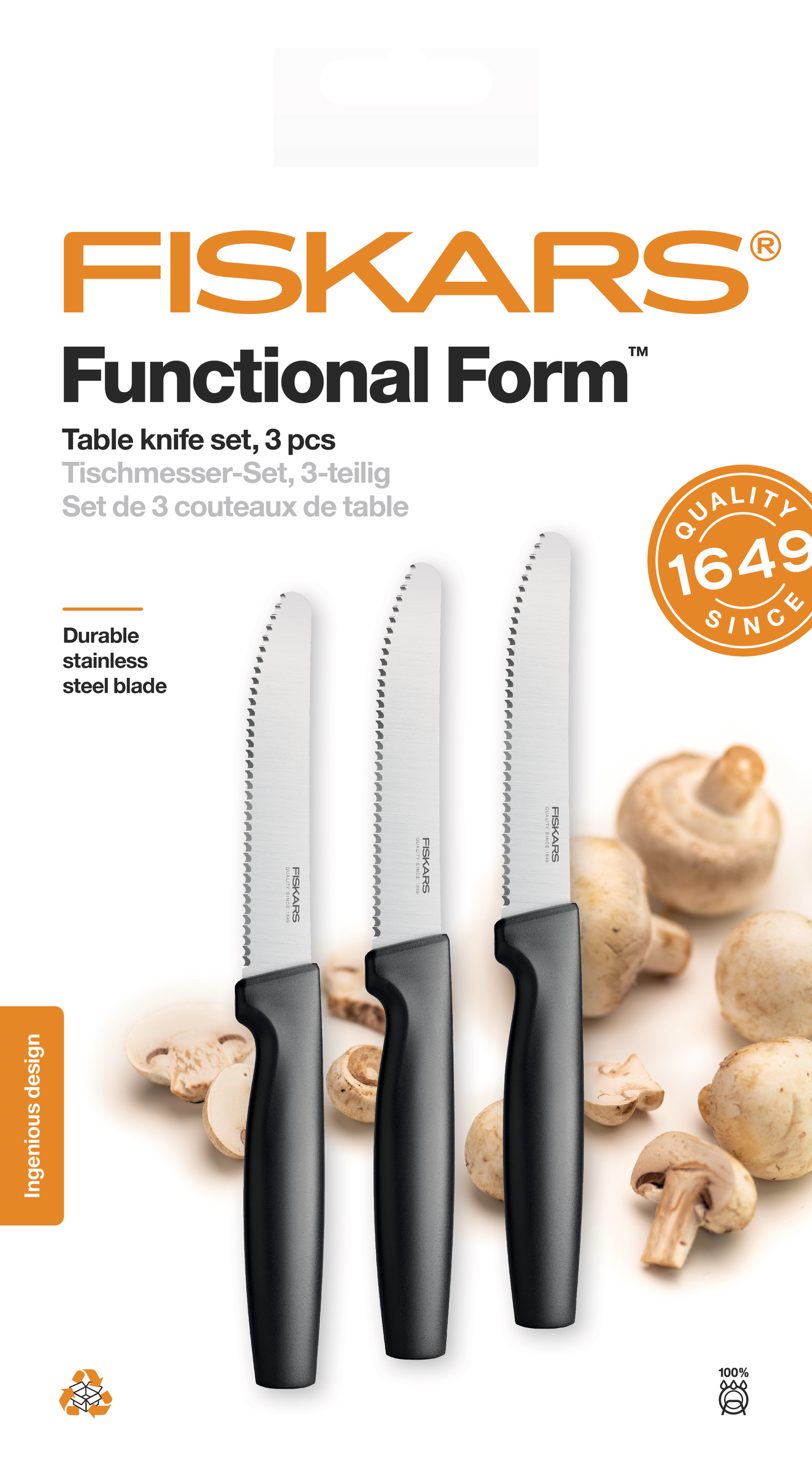 Fiskars FF pöytäveitsisetti sis 3 osaa