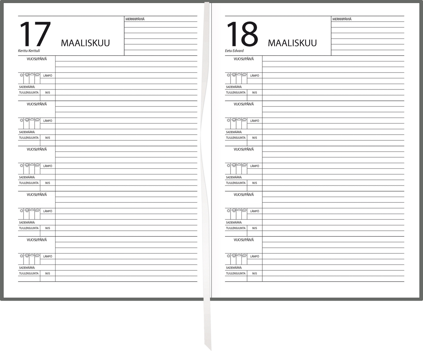 Ajasto, 5 v. pöytäkalenteri A5, päiväämätön harmaa