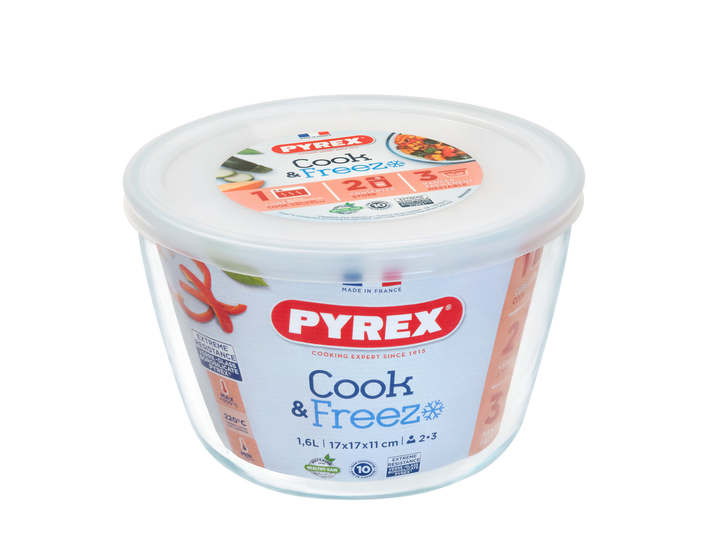 Pyrex Cook&Freeze pyöreä uunivuoka 1,6 l