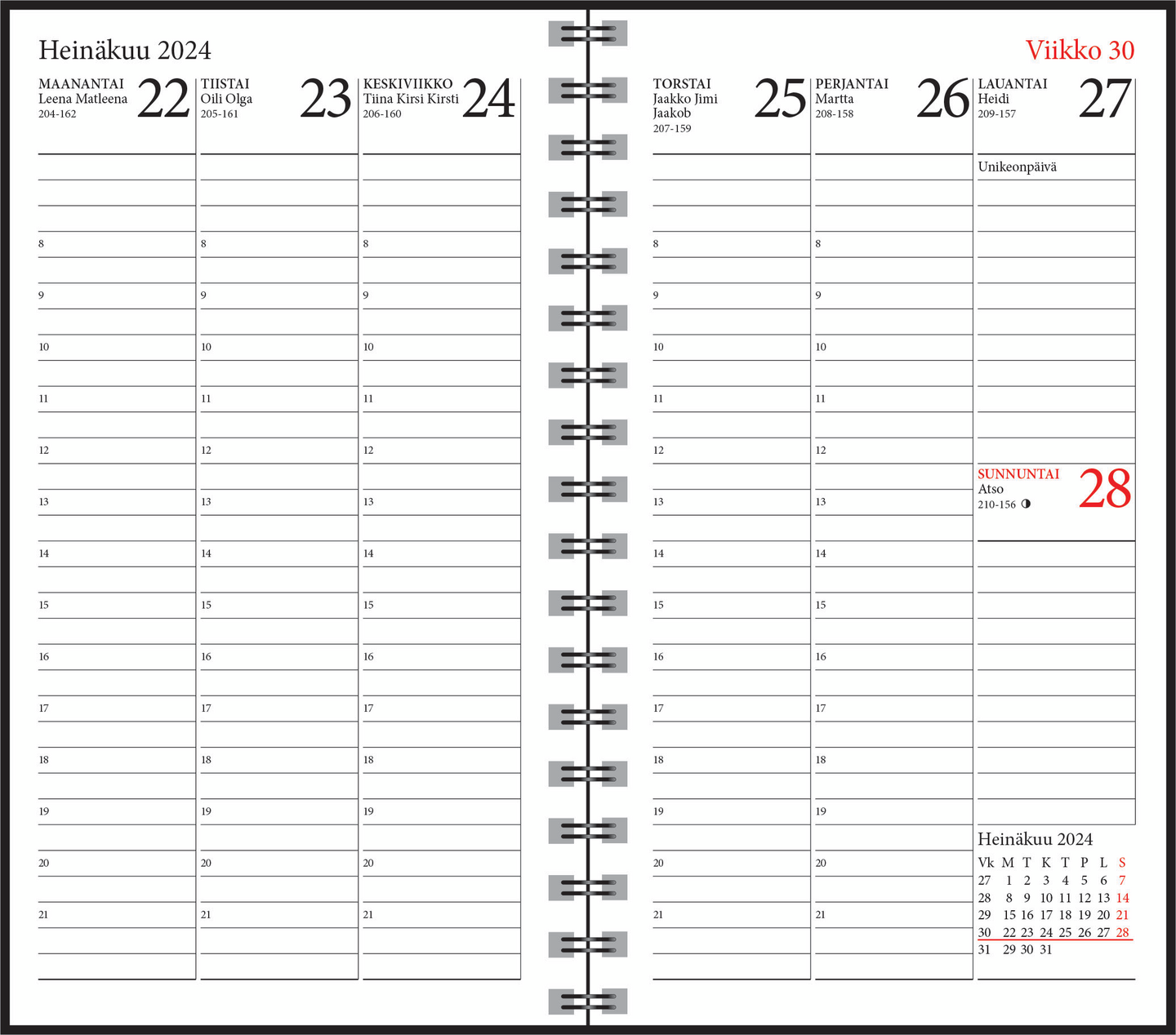 Ajasto Lukuvuosikalenteri 2024-25 Simple, musta