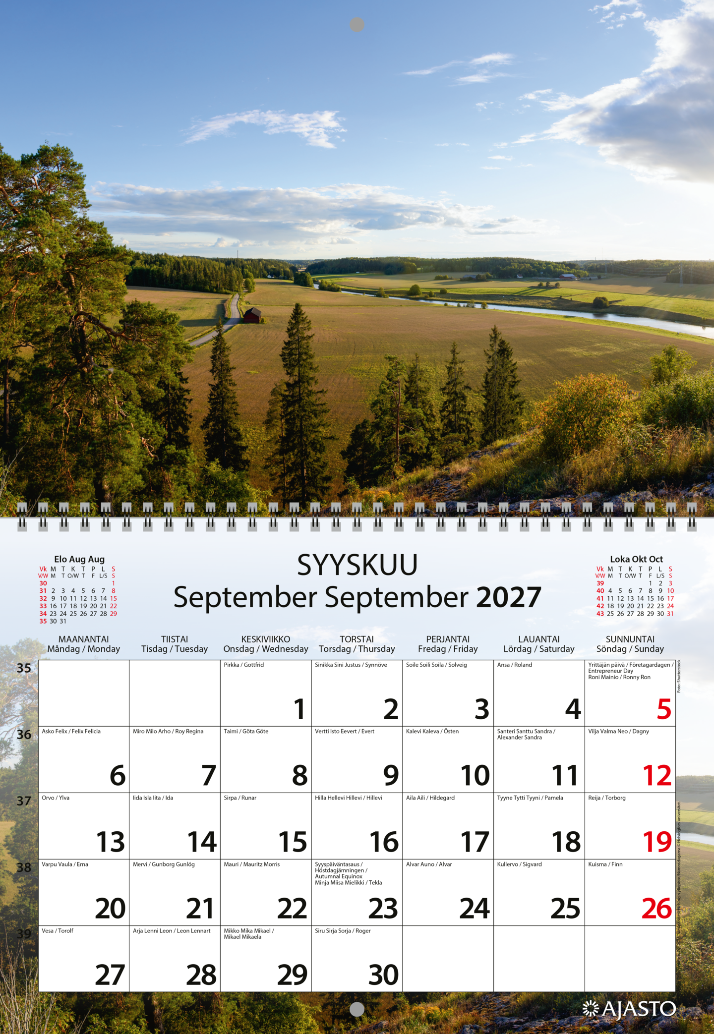 Ajasto seinäkalenteri 2027 Maisemakalenteri