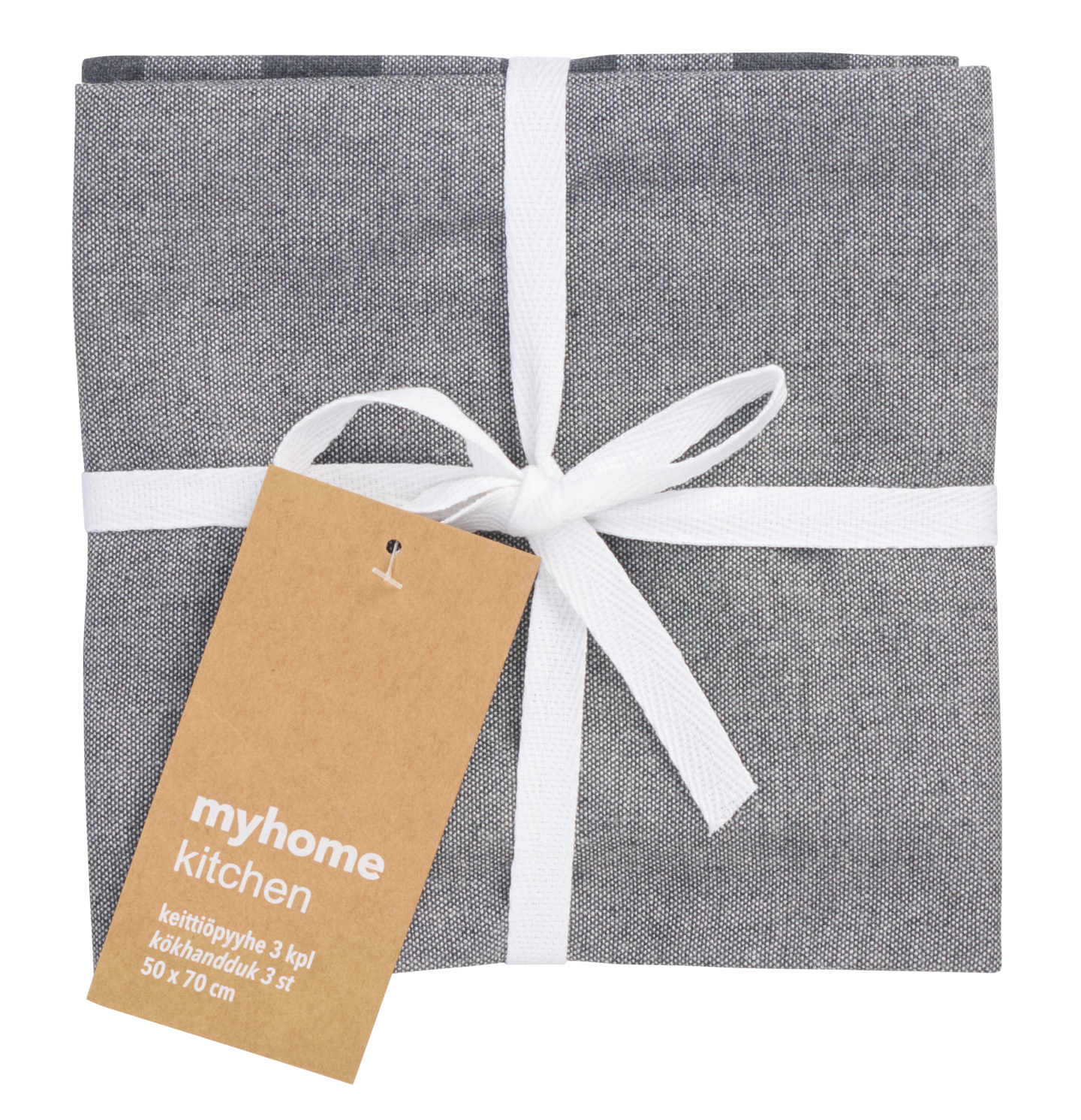 myhome Aava keittiöpyyhesetti 3 kpl/pakkaus 50x70 cm harmaa