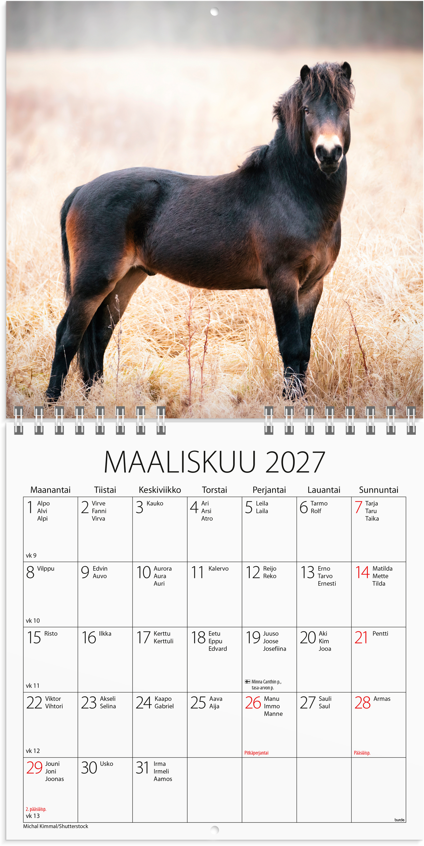 Burde Seinäkalenteri 2027 Ponit