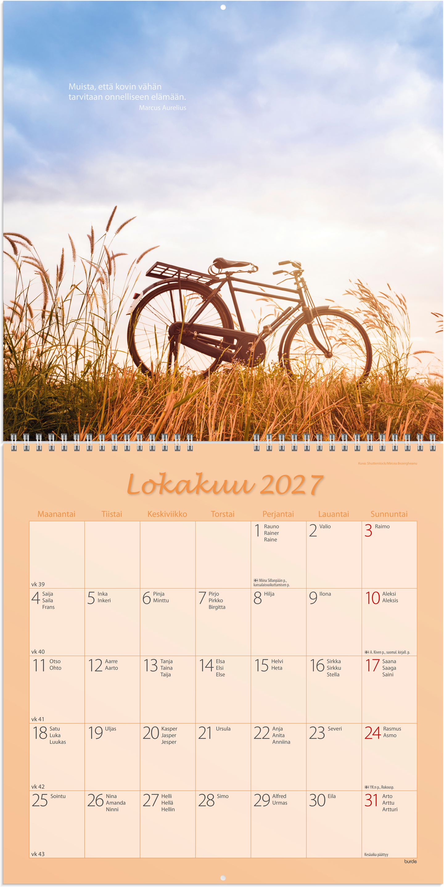 Burde Seinäkalenteri 2027 Carpe Diem