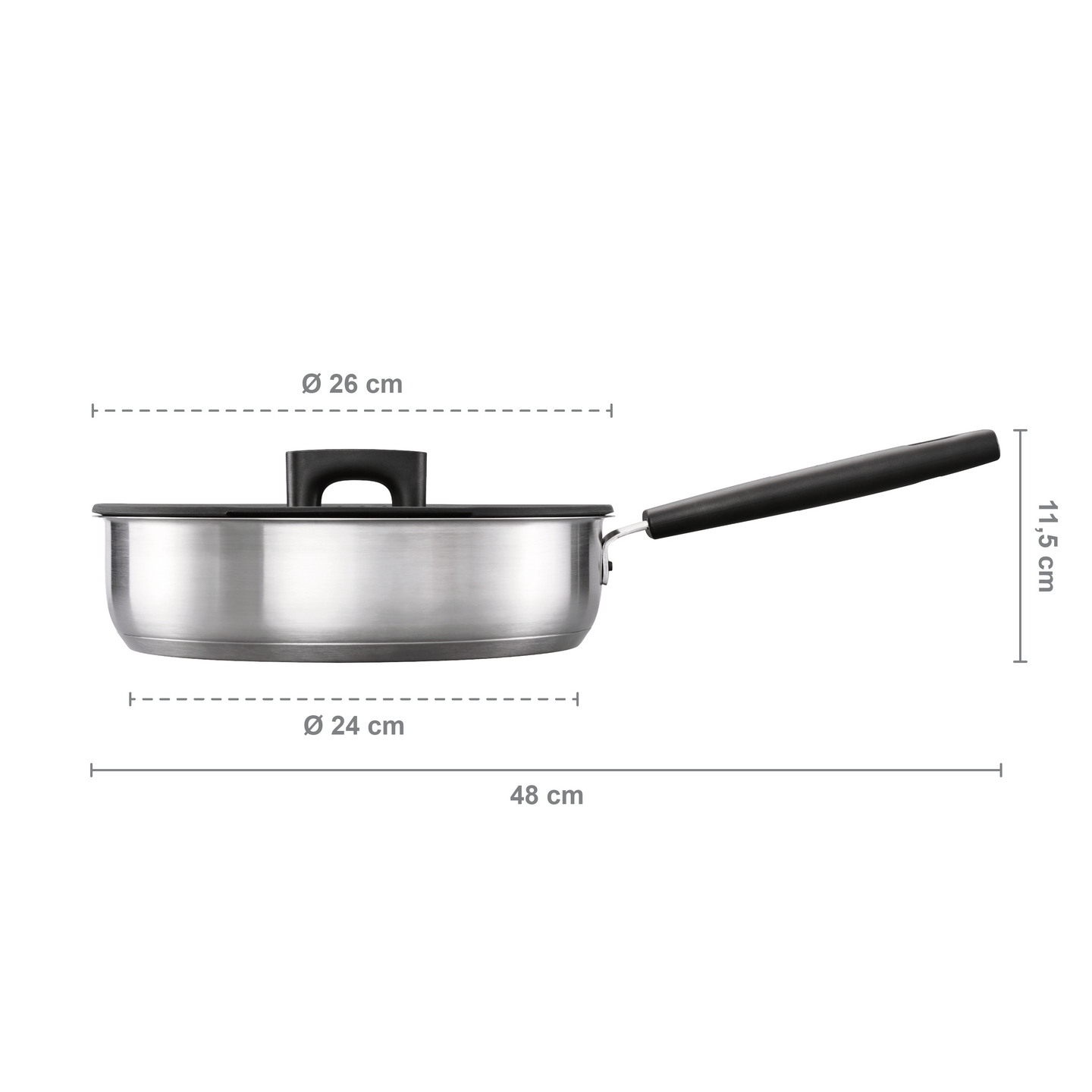 Fiskars Hard Face teräs paistokasari kannella 26cm