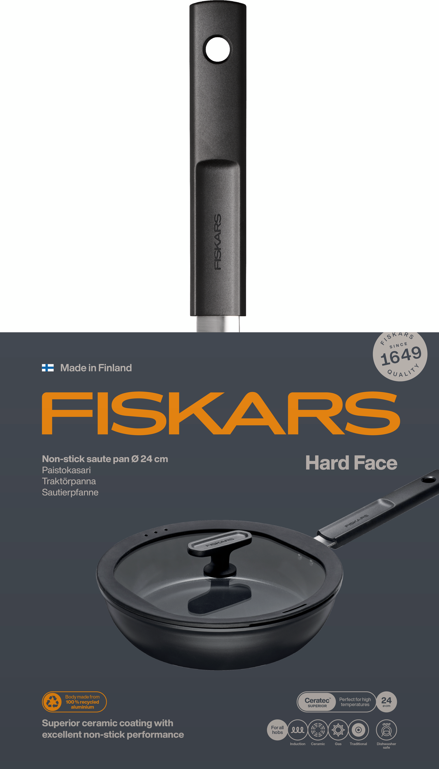 Hard Face paistokasari 24 cm kannella