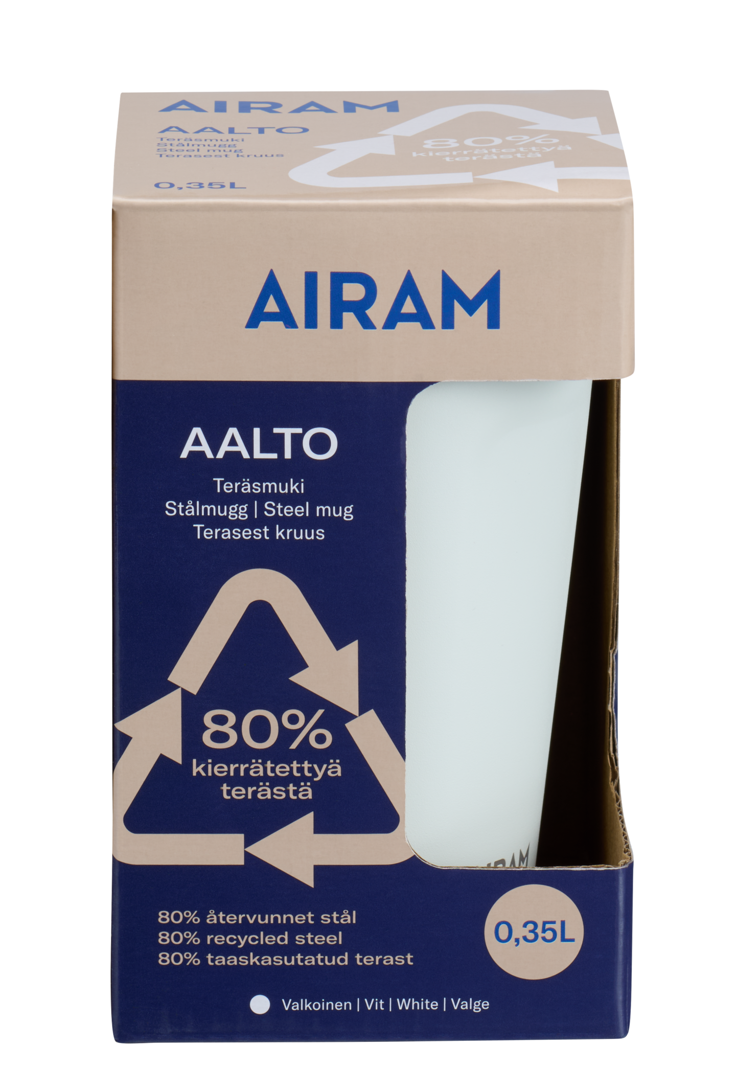 Airam Aalto teräsmuki 0,35 l valkoinen