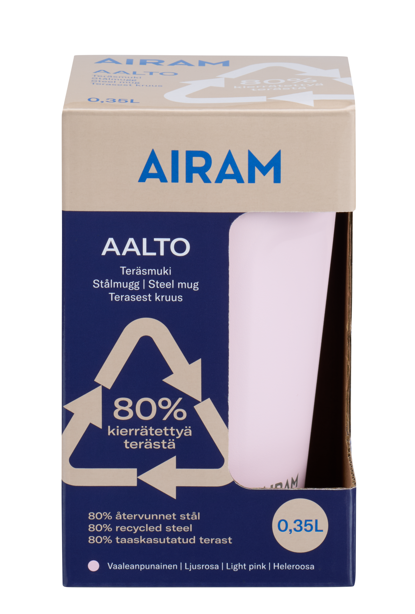 Airam Aalto teräsmuki 0,35 l pinkki