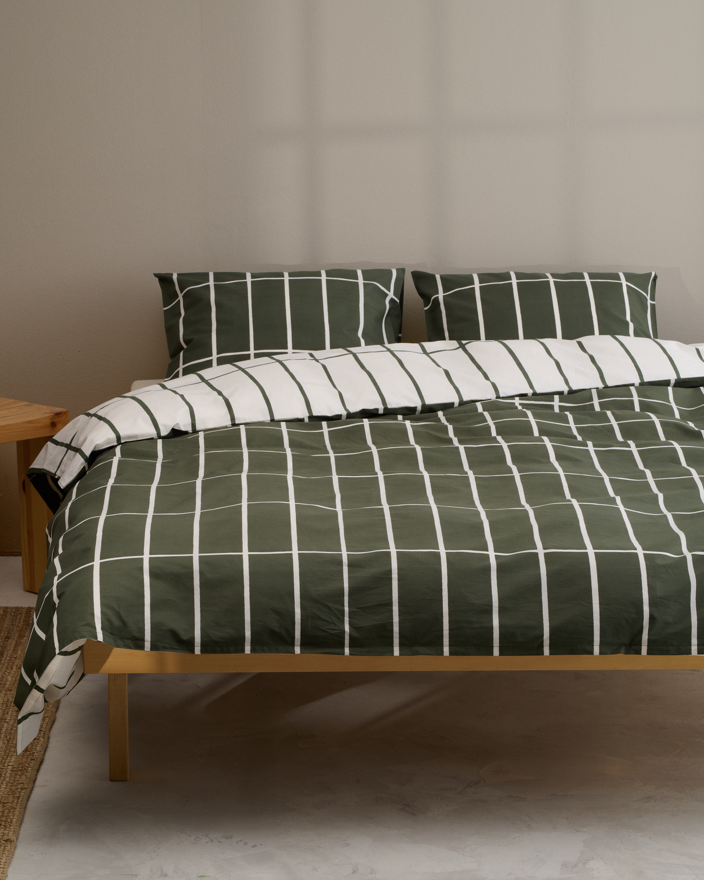 Marimekko Tiiliskivi parivuoteen pussilakanasetti 240x220 cm vihreä