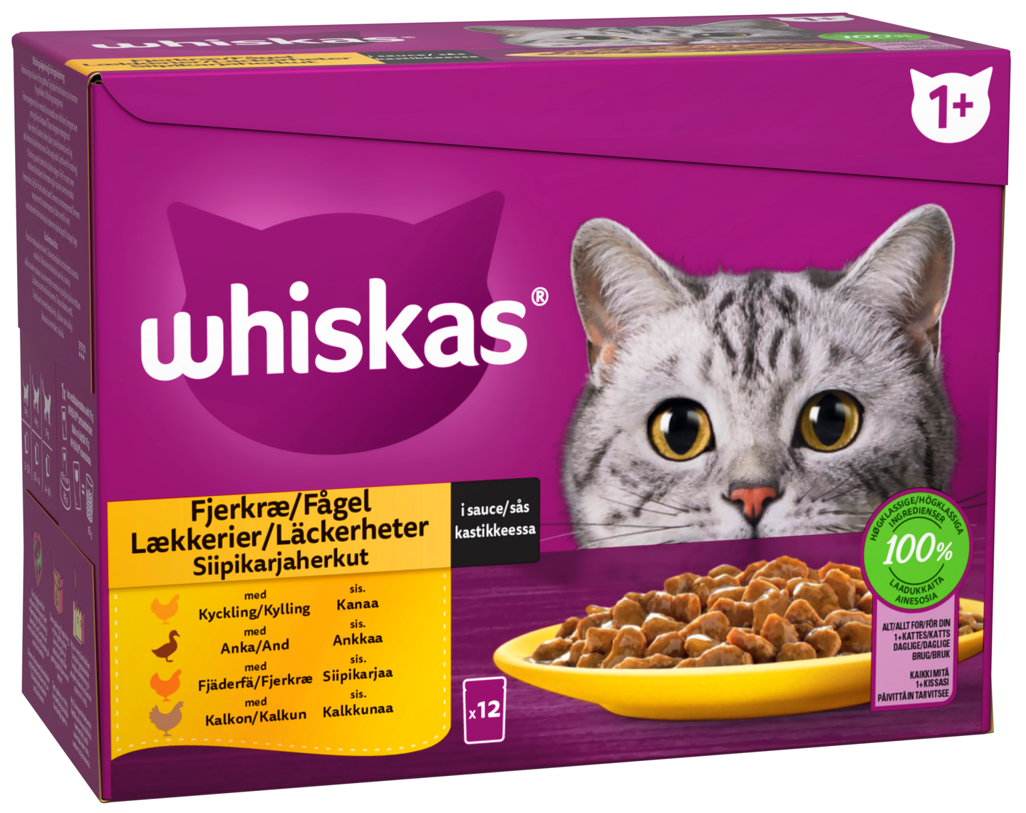 Whiskas 1+ siipikarjaherkut kastikkeessa 12x85g