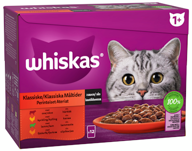 Whiskas 1+ perinteiset ateriat kastikkeessa 12x85g