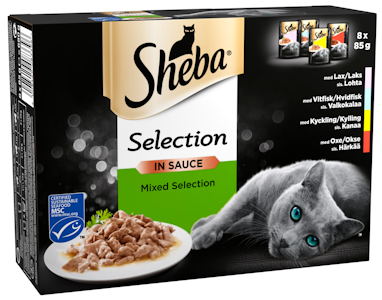 Sheba Selection 8x85g Valikoidut reseptit kastikkeessa MSC sertifioitu