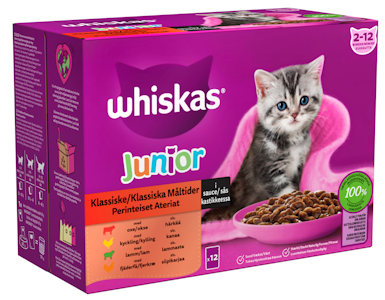 Whiskas Junior perinteiset ateriat kastikkeessa 12x85g