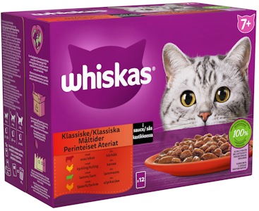 Whiskas 7+ perinteiset ateriat kastikkeessa 12x85g