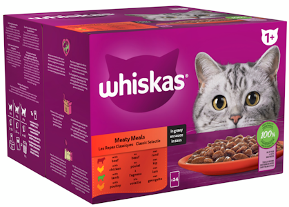 Whiskas 1+ perinteiset ateriat kastikkeessa 24x85g