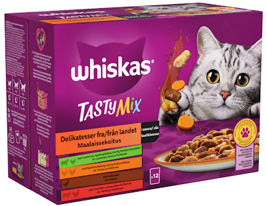 Whiskas 1+ Tasty Mix Maalaissekoitus kastikkeessa 12x85g