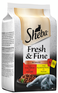 Sheba Fresh&Fine 6x50g Sekoitus härkää ja kanaa kastikkeessa