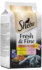 Sheba Fresh&Fine 6x50g Sekoitus kanaa ja lohta kastikkeessa MSC