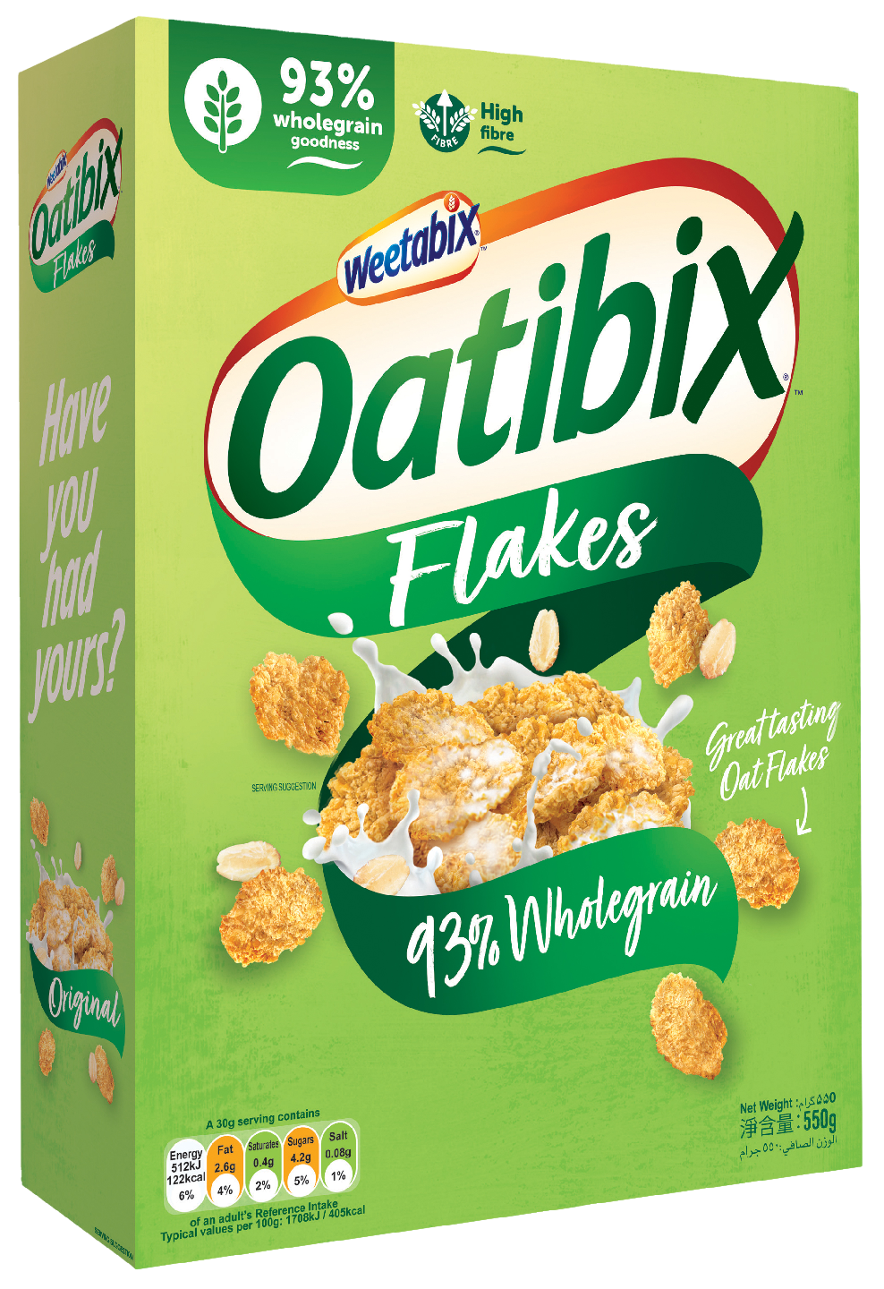 Weetabix Oatibix Flakes täysjyväkaurahiutale 550g