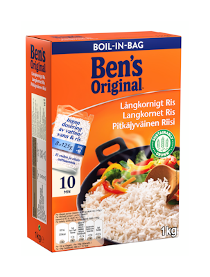 Ben's Original Pitkäjyväinen riisi keitinpusseissa 8x125g