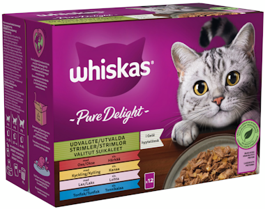 Whiskas 1+ Pure Delight valitut suikaleet hyytelössä 12x85g