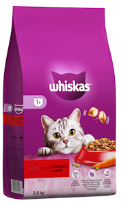 Whiskas 1+ kissan kuivaruoka 3,8kg härkä