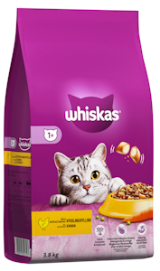 Whiskas 1+ kissan kuivaruoka 3,8kg kana