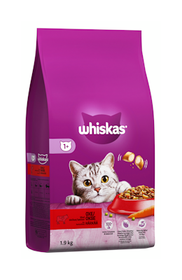 Whiskas 1+ kissan kuivaruoka 1,9kg härkä