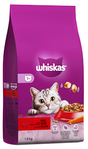 Whiskas 1+ kissan kuivaruoka 1,9kg härkä