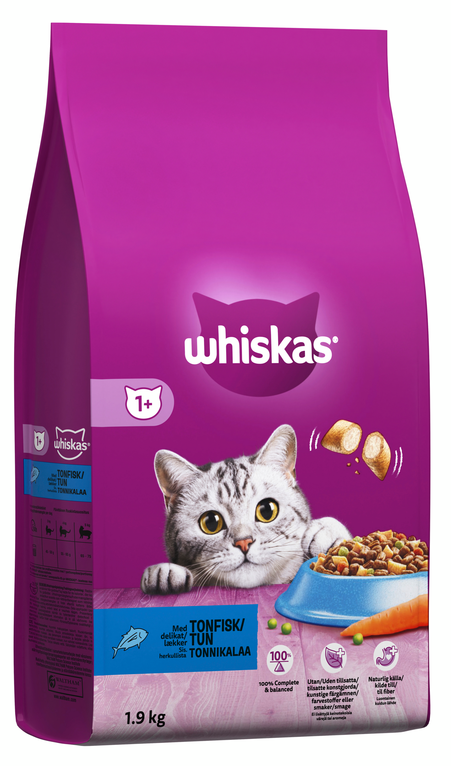 Whiskas 1+ kuivaruoka 1,9kg tonnikala
