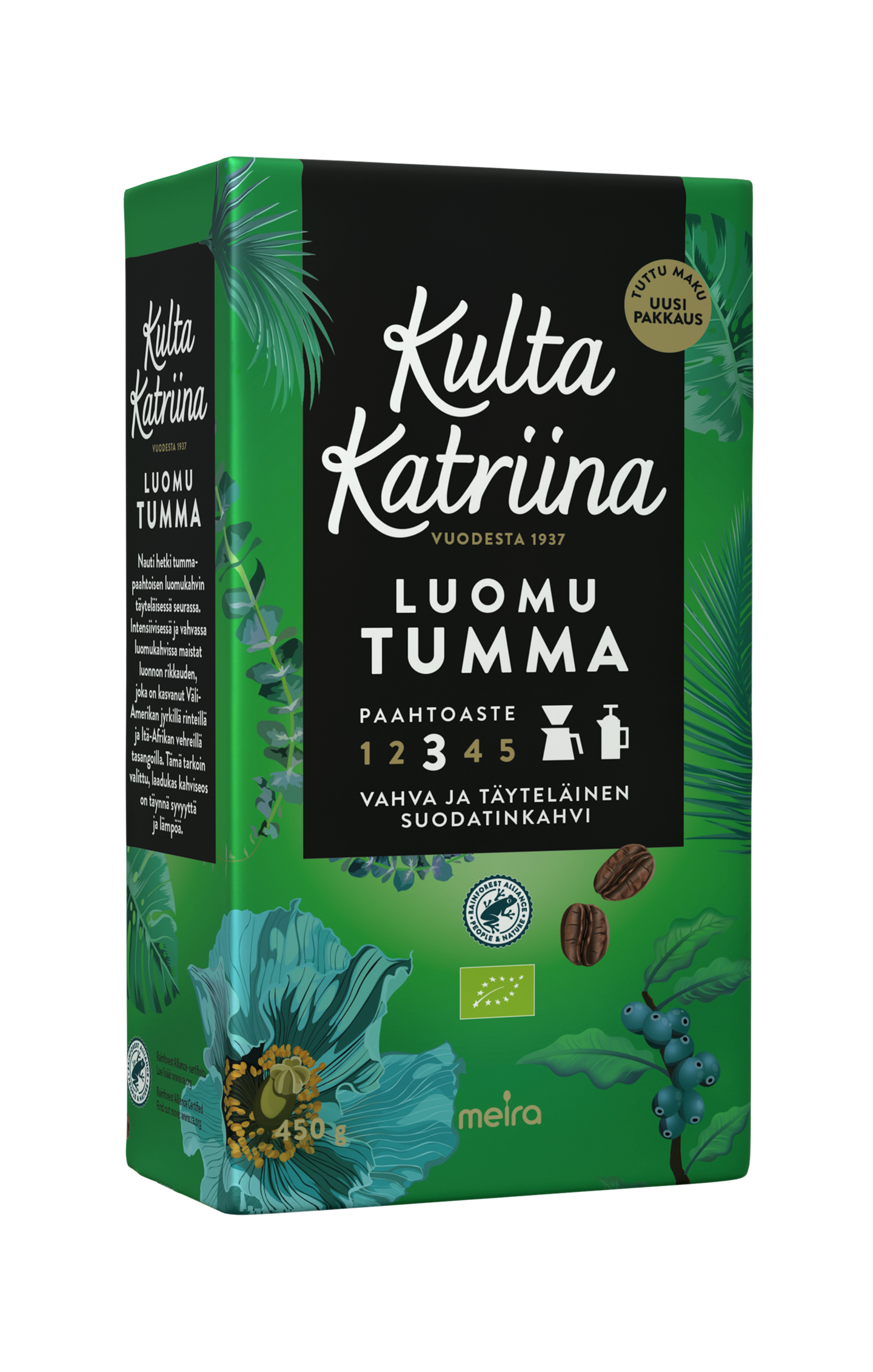 Kulta Katriina Luomu tumma paahto suodatinkahvi 450g RFA