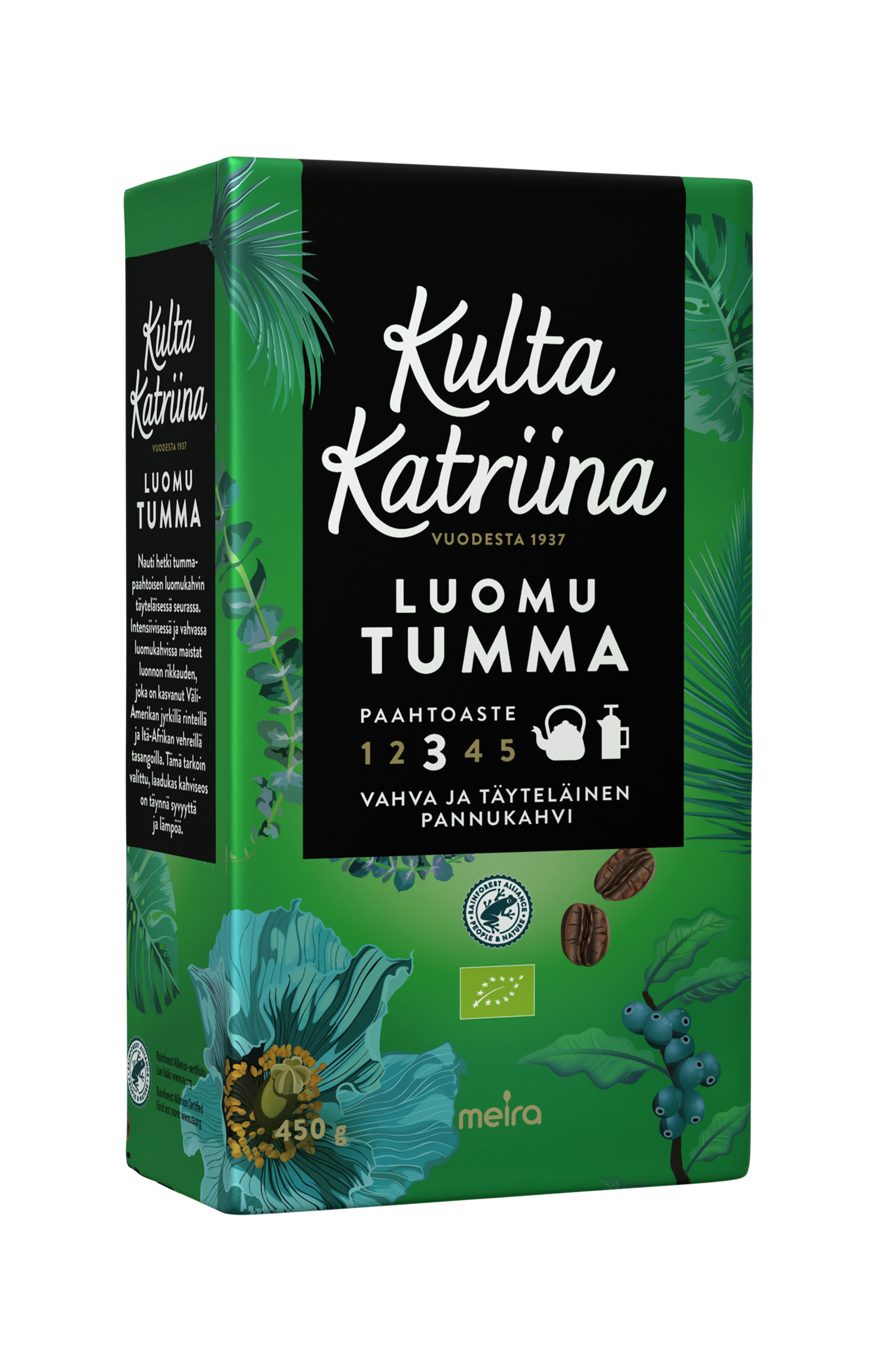 Kulta Katriina Luomu tumma paahto pannukahvi 450g RFA