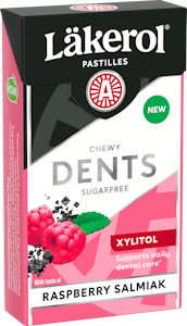 Läkerol Dents Raspberry Salmiak ksylitolipastilli 36g